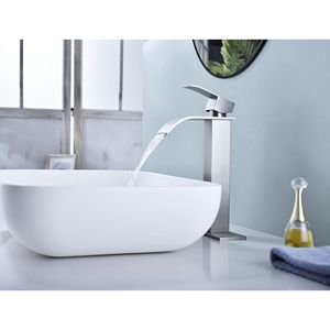 Rubinetto Monocomando per Lavabo con Cascata e Scarico a Scomparsa, Senza Troppopieno - Product Image 3
