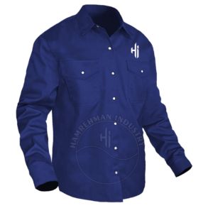 Men's Workwear Flame Retardant <b>Welding</b> <b>Shirt</b> High Quality 100% Cotton <b>Welding</b> Works <b>Shirt</b> For Sale Blue Color - Product Image 1