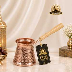 หม้อกาแฟตุรกีชุบเงินและทองแดง พร้อมลวดลายลายนูน ด้ามจับยาว รุ่น Cezve Briki Brewer - Product Image 2