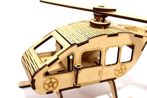 Kit de modèle d'hélicoptère en bois à assembler soi-même, jouet artisanal sculpté avec motif étoile - Product Image 2
