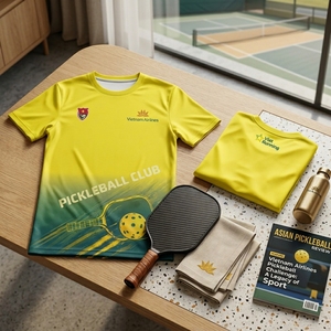 เสื้อปิ๊กเกิลบอลเวียดนามแอร์ไลน์พิมพ์ลายระบายความชื้นได้ดี ชุดกีฬาโพลีเอสเตอร์แขนสั้นสำหรับทั้งชายและหญิง - Product Image 5
