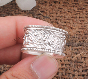 Bague en argent sterling 925 motif fleur, anneaux empilables marguerite naturelle pour femme, alliance en argent motif rose - Product Image 1