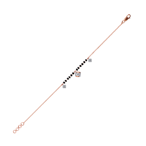 Rose <b>Gold</b> Diamond Mangalsutra <b>Bracelet</b> for Women | Black <b>Bead</b> Adjustable Chain <b>Bracelet</b> | Elegant Daily Wear Jewelry Gift - Product Image 1