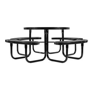 Tavolo da Picnic Rotondo Resistente da 46 Pollici con Foro per Ombrellone, Set da Pranzo per Esterni in Acciaio Rivestito Resistente alle Intemperie, Arredamento per Esterni per Uso Commerciale - Product Image 3