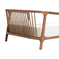 Canapé de jardin moderne de style japonais en teck massif du milieu du siècle, 2 places, avec revêtement en tissu, pour salon