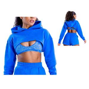 Sudadera con Capucha Corta Personalizada de Última Moda para Mujer, Sudadera Corta con Estampado de Logotipo, Fabricante OEM - Product Image 1