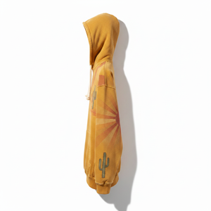 Sweat-shirt à capuche jaune moutarde, broderie et impression par sublimation, coupe classique, en molleton bouclette, style streetwear décontracté pour l'automne - Product Image 4