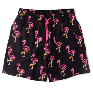 Shorts de Baño para Hombre con Estampado de Flamencos Negros y Cordón Rosa, Secado Rápido, Estilo Casual - Product Image 6