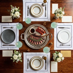 Handcrafted White Cotton Placemats with Elegant Blue Embroidery Border, Luxury Hemstitch <b>Table</b> Mat <b>for</b> Dinner Party & Wedding - Product Image 4