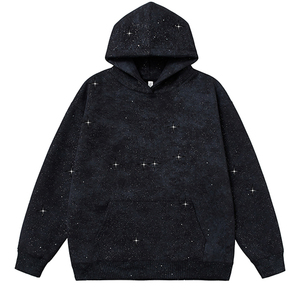 Sudadera con Capucha Extra Grande de Alta Calidad con Pedrería, 100% Algodón Felpa, Sudadera Moderna con Pedrería, Estilo Casual Urbano para Hombre - Product Image 1