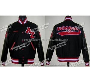 Blouson matelassé en laine à col montant avec patchs chenille personnalisés, respirant, style universitaire pour l'hiver, manches longues, type Letterman - Product Image 6