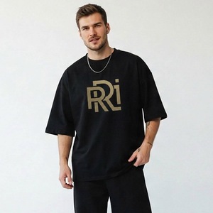 Camiseta de Algodón para Hombre, Estilo Oversize con Gráficos, Tejido Grueso y Transpirable, Corte Holgado, Estilo Urbano, Logotipo Personalizado - Product Image 1