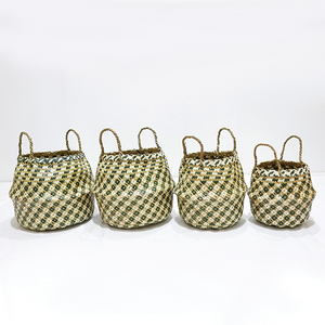 Cesta de Almacenamiento Plegable de Hojas de Palma Ecológica, Tejida con Diseño Chevron, en Tendencia - Product Image 5