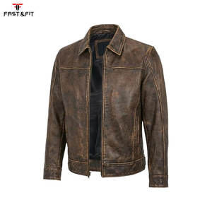 Chaqueta de Cuero y Lona Estilo Vintage Casual para Hombre, Diseño de Invierno, Estilo Motero, con Bolsillos, Impermeable, Venta al Por Mayor - Product Image 1