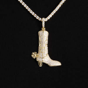 Iced <b>angel</b> wing pendant Stainless steel hip hop jewelry Luxury wing necklace Rhodium plated pendant - Product Image 1