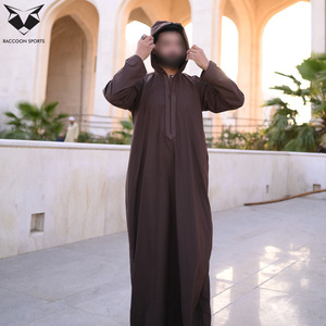 High Quality <b>Men</b> Tech <b>Thobe</b> Simple Plain Design Islamic Clothing Long Sleeve Traditional Polyester Thobes and Turbans - Product Image 3