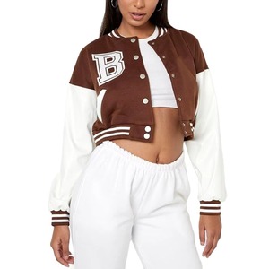 High Quality Women Embroidered Varsity Leather Jacket College Style OEM ODM Sample Service Available Factory - Product Image 4