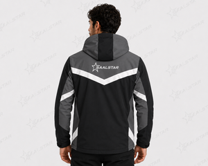 Veste softshell noire et grise pour homme avec capuche, imperméable, coupe-vent, pour sports d'hiver en plein air, vêtements de travail personnalisés - Product Image 4