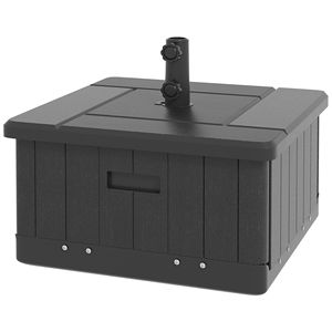 Base per Ombrellone da Esterno 3-in-1 Nera con Ruote, Maniglie, Tavolino e Fioriera con Foro, Capacità 175 Libbre - Product Image 1