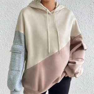 Sudadera con Capucha Cargo Colorblock para Mujer 2026, Estilo Oversize con Parches y Bolsillos Utilitarios - Product Image 5