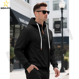 เสื้อฮู้ดผู้ชายผ้าฟลีซ แขนยาว ซิป ¼ ตัว แฟชั่น - Product Image 6