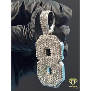 Moissanite Diamond <b>Iced</b> Out 8 Pendant Hip Hop Necklace Luxury Bling <b>Chain</b> Custom Number Jewelry Gift For Men - Product Image 2