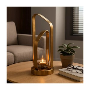 Lanterne à bougie en aluminium moderne, 17 pouces de haut, faite à la main, écologique, durable, décoration d'intérieur - Product Image 5