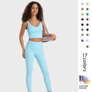 Ensemble de sport grande taille : Crop top fitness et pantalon de yoga taille haute sans couture frontale – Tenue de sport extensible pour la gym - Product Image 2