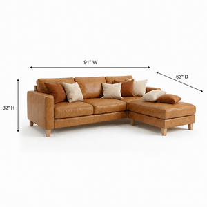 Ensemble de canapé carré en cuir cognac Mid for Modern 3 places avec ottoman assorti, écologique et durable, pour salon, école, parc - Product Image 2