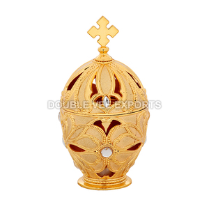 Quemador de Incienso de Latón con Diseño de Cruz |   Turíbulo ornamental estilo iglesia – DOUBLE VEE EXPORTS - Product Image 2