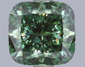 1.59 ct <b>Cushion</b> Cut Lab Grown Diamond Fancy Vivid Green SI2 IGI Certified CVD Loose Diamond Wholesale for Jewelry Making - Product Image 1
