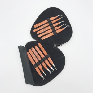 Pinzas de pestañas de volumen de punto de plata con recubrimiento de polvo naranja profesional Punta de fibra Mango cómodo Etiqueta privada personalizable - Product Image 4