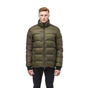 Chaqueta Acolchada con Capucha para Hombre, Color Verde Oliva, Resistente al Viento, Rellena de Plumón, Abrigo de Invierno, Corte Regular, Cierre de Cremallera, Estilo Casual - Product Image 2