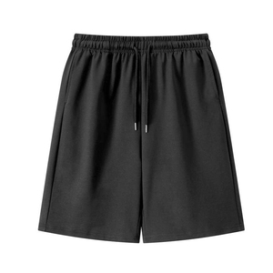 Men's Gray 100% Polyester Bermuda Shorts Solid Color Drawstring Waist Casual <b>Athletic</b> Shorts Pockets Breathable String - Product Image 2