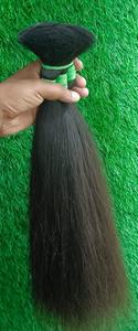 Cheveux humains indiens Remy naturels noirs à bruns, en vrac, lisses, bruts, provenant d'un seul donneur, longs mèches pour tissage - Product Image 3