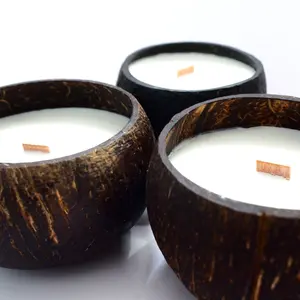 Hot Sell High Luxury Großhandel Soja Wachs Kerze geruchs neutrale Duft kerzen In Kokosnuss schale Schüssel hergestellt in Vietnam Kelly Geschenke