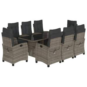Conjunto de Comedor de Jardín de Ratán PE Gris con Respaldo Multi-posición Mediano - Product Image 2