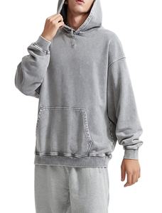 เสื้อมีฮู้ดปักลายสีดำมีน้ำหนักมาก500 GSM ซักกรดซีดจางโอเวอร์ไซส์ใส่ได้ทุกเพศเสื้อมีฮู้ดพื้นฐาน - Product Image 2