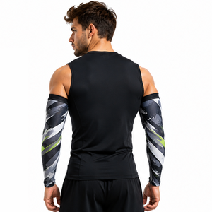 Mangas de compresión deportivas para hombre, personalizadas, para fitness, entrenamiento, running, ciclismo, transpirables, elásticas, de soporte y protección. - Product Image 3