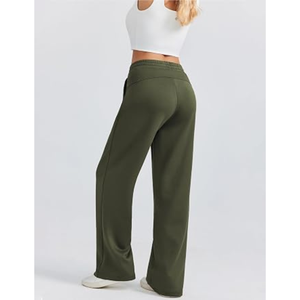 Conjunto Deportivo de Algodón Personalizado para Mujer, Manga Larga, Cuello Redondo, Corte Holgado, Color Sólido, Pantalones con Cordón - Product Image 2