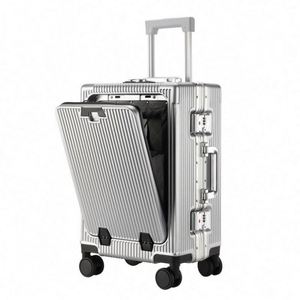 Front-Opening Aluminum Frame Luggage <b>with</b> Side Latch, Large Capacity Spinner Suitcase, TSA <b>Lock</b>, Hard Shell Carry On/Checked - Product Image 2