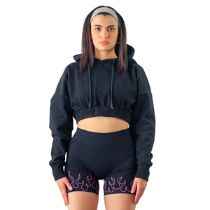 Sudadera Corta con Capucha para Mujer, Manga Larga, Tejida, Lisa, Informal, Transpirable, para Invierno, con Cremalleras, Poliéster, Estampado Digital, 160g - Product Image 3