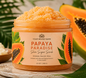 Wholesale Papaya Paradise Shea Sugar <b>Body</b> <b>Scrub</b> with Shea Butter & Papaya Extract Deep Exfoliating Hydrating & Skin Brightening - Product Image 2