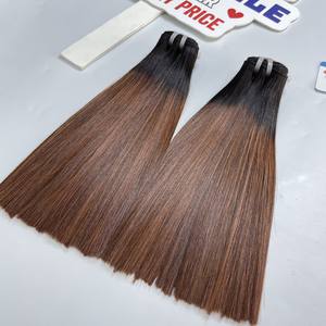 Shinny Weft Ombre Color Bone Straight Hair Bundles Doble dibujado Virgen Raw Cabello humano Cutícula alineada Suave sedoso con encaje HD - Product Image 4