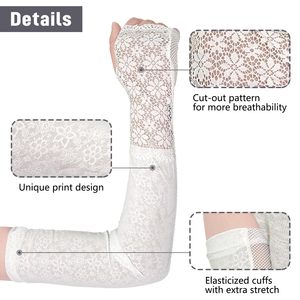 Manches en dentelle blanche pour hommes, protection anti-UV, longueur intégrale, design tendance, haute qualité, design personnalisé, viscose/polyester - Product Image 2