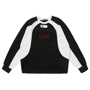 เสื้อสเวตเชิ้ตแขนแร็กแลนสีดำขาวสำหรับผู้ชาย ผลิตจากผ้าฝ้ายพรีเมียม สำหรับแบรนด์สตรีทแวร์ - Product Image 3