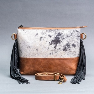 LW 100% Genuine Leather Simple <b>Tote</b> Handbag Tassel Decoration Single Strap <b>Zip</b> Trending Fashion Style Women Spring/Summer - Product Image 6