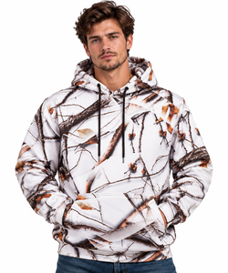Sudadera con Capucha de Camuflaje Blanca para Hombre, Sudadera de Manga Larga con Bolsillo, Informal, de Algodón, para Otoño e Invierno - Product Image 1