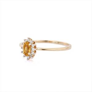 14K Gold Natural <b>Citrine</b> and Diamond Statement Signet <b>Ring</b> Resizable Wedding Band - Product Image 3