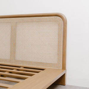 Base de Cama con Cabecera de Teca Sólida Natural Escandinava de Primera Calidad, Cómoda, para Muebles de Dormitorio Principal - Product Image 4